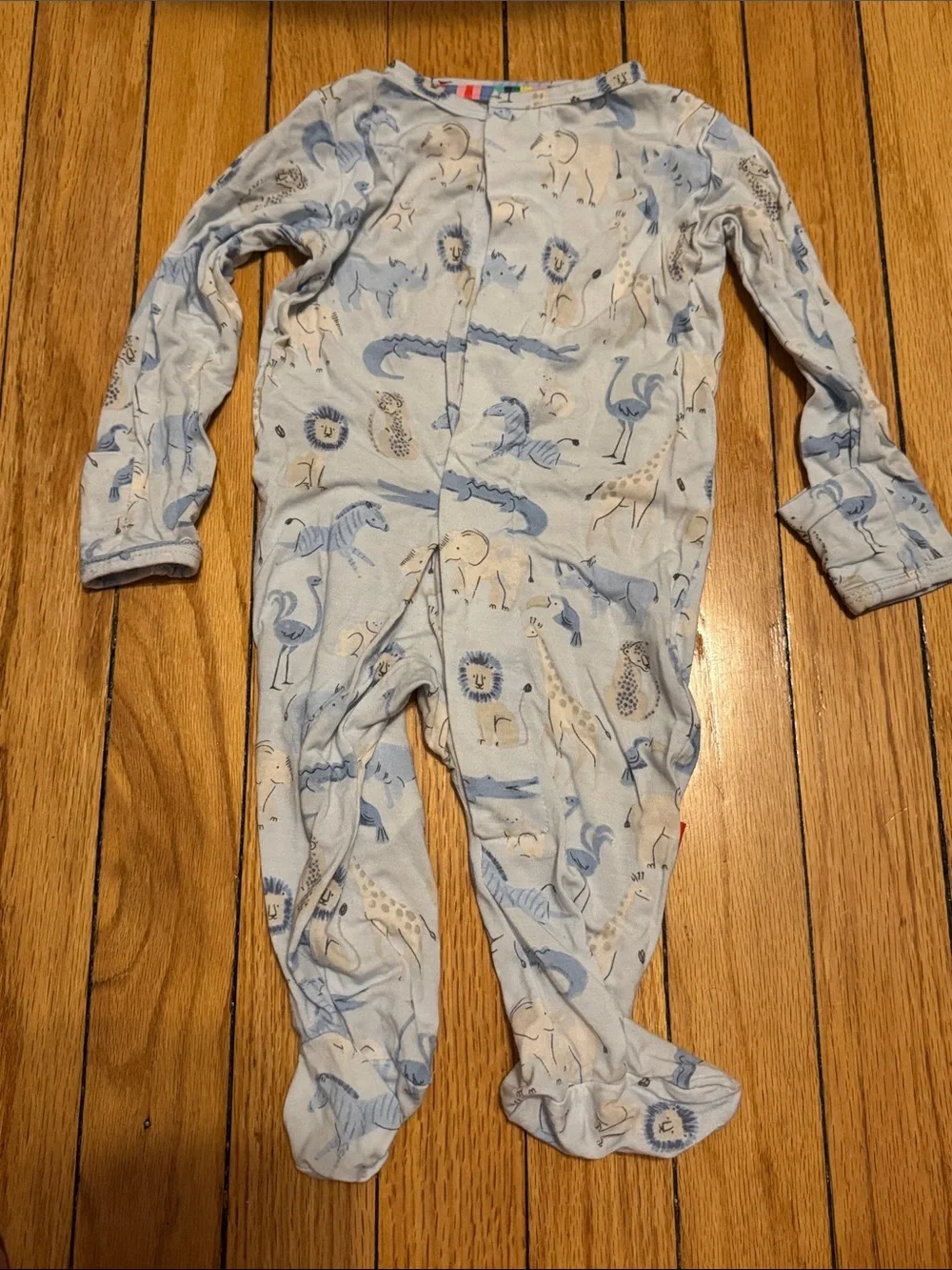 Magnetic Me Modal Pale Blue Animal Print Footed One-Piece 0-3M